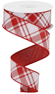1.5"X10Yd Diagonal Stripe/Check On Royal Red/White Rga127924 )