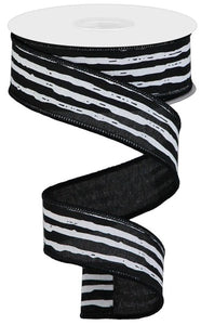 1.5"X10Yd Irregular Stripes On Royal Black/White