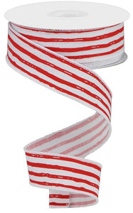 1.5"X10Yd Irregular Stripes On Royal White/Red