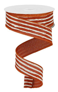 1.5"X10Yd Irregular Stripes On Royal Rust/Cream