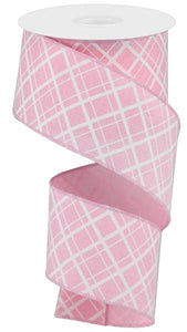 2.5"X10Yd Thick/Thin Diagonal Check Lt Pink/White