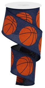2.5"X10Yd Bold Basketball On Royal Navy Blue/Orange/Black