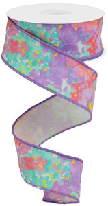 1.5"X10yd Painted Floral On Cotton Spring Ribbon
