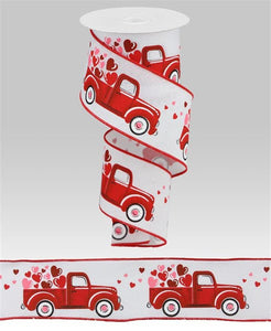 2.5"X10Yd Truck W/Hearts On Royal White/Red/Pink