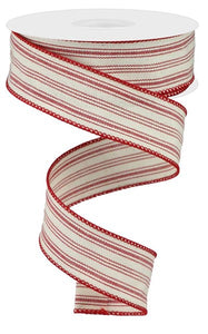 1.5"X10Yd Ticking/Stripe Red/Beige
