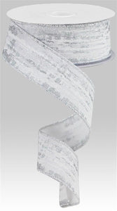 1.5"X10Yd Glitter/Metallic Streaks White/Silver