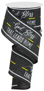 2.5"X10Yd God Bless The Road Charcoal/Yellow/White