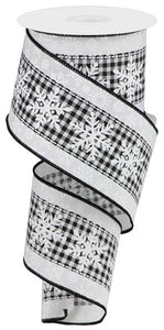 2.5"X10Yd Snowflake On Check White/Black