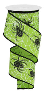 2.5"X10Yd Spider Web/Spider On Pg Fabric Lime Green/Blk/Wht/Grey