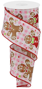 2.5"X10Yd Gingerbread/Gingham Check Pink/White/Brown