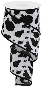 2.5"X10Yd Fuzzy Cow Print White/Black