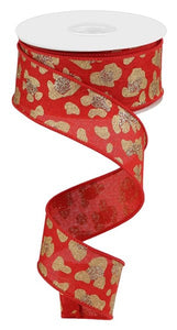 1.5"X10Yd Leopard Print/Royal Red/Gold/Lt Gold