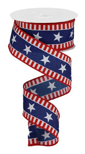 1.5"X10Yd Bold Stars And Stripes White/Red/Blue