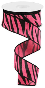 1.5"X10Yd Animal Stripes On Royal Hot Pink/Black