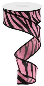 1.5"X10Yd Animal Stripes On Royal Pink/Black