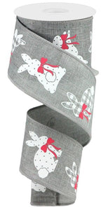 2.5"X10Yd Patterned Bunnies On Royal Lt Grey/White/Pink