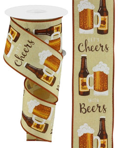 2.5"X10Yd Cheers With Beers Tobacco/Wht/Gld/Brn