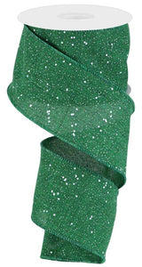 2.5"X10Yd Multi Snow Glitter On Royal Emerald Green/White