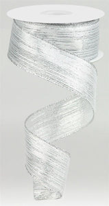 1.5"X10Yd Vertical Metallic Stripe Silver