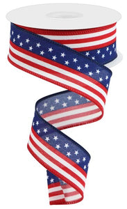 1.5"X10Yd Stars And Stripes/Faux Royal Wh/Ryl Bl/Red