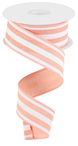 1.5"X10Yd Vertical Stripe Peach/White