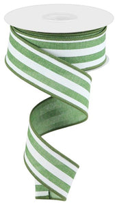 1.5"X10Yd Vertical Stripe Clover/White