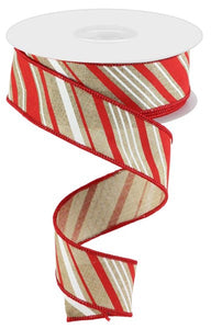 1.5"X10Yd Peppermint Stripes/Royal Lt Beige/Red/White Rgc158401
