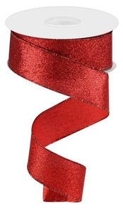 1.5"X10Yd Shimmer Glitter Red