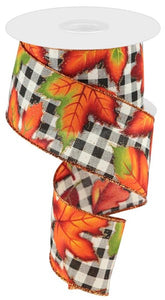 2.5"X10Yd Autumn Leaves Dk Cream/Blk/Grn/Ylw/Org
