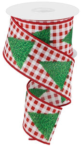 2.5"X10Yd Christmas Tree W/Gingham Check Wh/Grn/Brn/Red