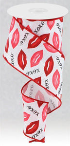 2.5"X10Yd Lips Xoxo On Faux Royal Wht/Pnk/Red/Hot Pnk/Blk