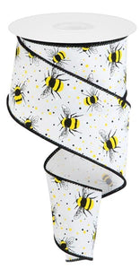 2.5"X10Yd Bumble Bee On Diagonal Weave  White/Yellow/Black