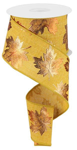 2.5"X10Yd Foil Maple Leaf On Royal Mustard