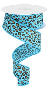 1.5"X10Yd Mini Leopard On Pg  Turquoise/Black/Brown