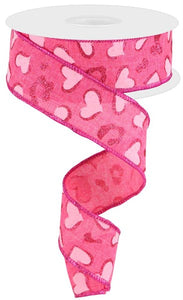 1.5"X10Yd Heart Leopard Spots Ht Pnk/Lt Pnk