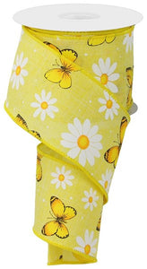 2.5"X10Yd Butterfly/Daisy On Royal Yellow/Wht/Gld/Blk