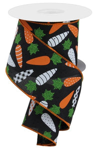 2.5"X10Yd Patterned Carrots On Pg Fabric Black/Multi