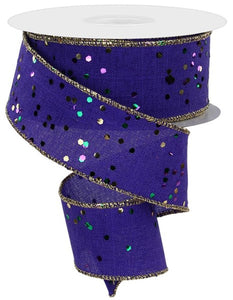 1.5"X10Yd Sprinkled Hex Glitter Finish Purple/Mardi Gras