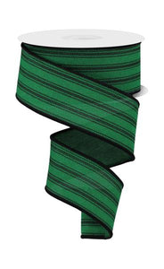 1.5"X10Yd Ticking Stripe Emerald/Black