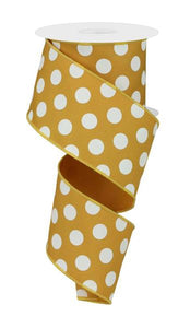 2.5"X10Yd Polka Dots Dk Yellow/Ivory