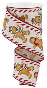 2.5"X10Yd Gingerbread Boy/Girl/Candy Ivory/Red/Green/Brown
