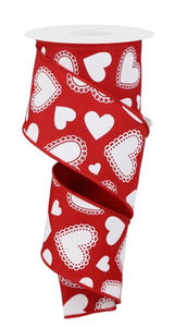 2.5"X10Yd Scallop Hearts Red