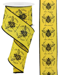 2.5"X10Yd Classic Honey Bees/Royal  Sun Yellow/Black