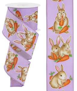 2.5"X10Yd Bunnies W/Carrots  Lavender/Multi