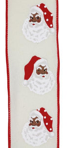 2.5"X10Yd Vertical Santa Head Dk Cream/Wht/Red/Brown