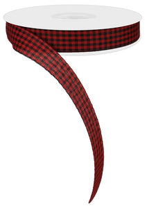 0.625"X25Yd Mini Gingham Check Ribbon Red/Blk (NOT wired)