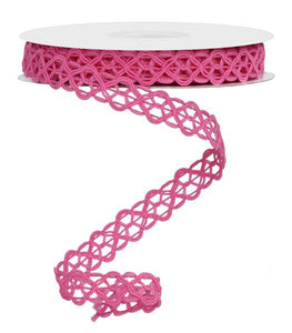 5/8"X10Yd Open Weave Trim, Wired Hot Pink