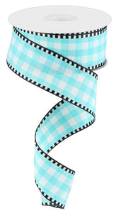 1.5"X10Yd Gingham Check Turquoise/White
