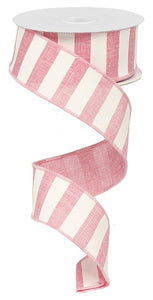 1.5"X10Yd Horizontal Stripe Pink/White