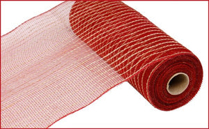 10.5"X10Yd Poly/Jute Mesh Burgundy/Red/Nat